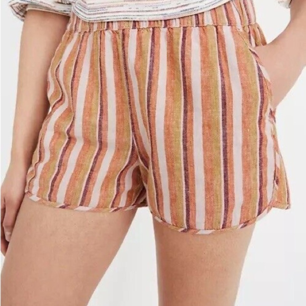 Madewell Linen Multicolor Striped Shorts